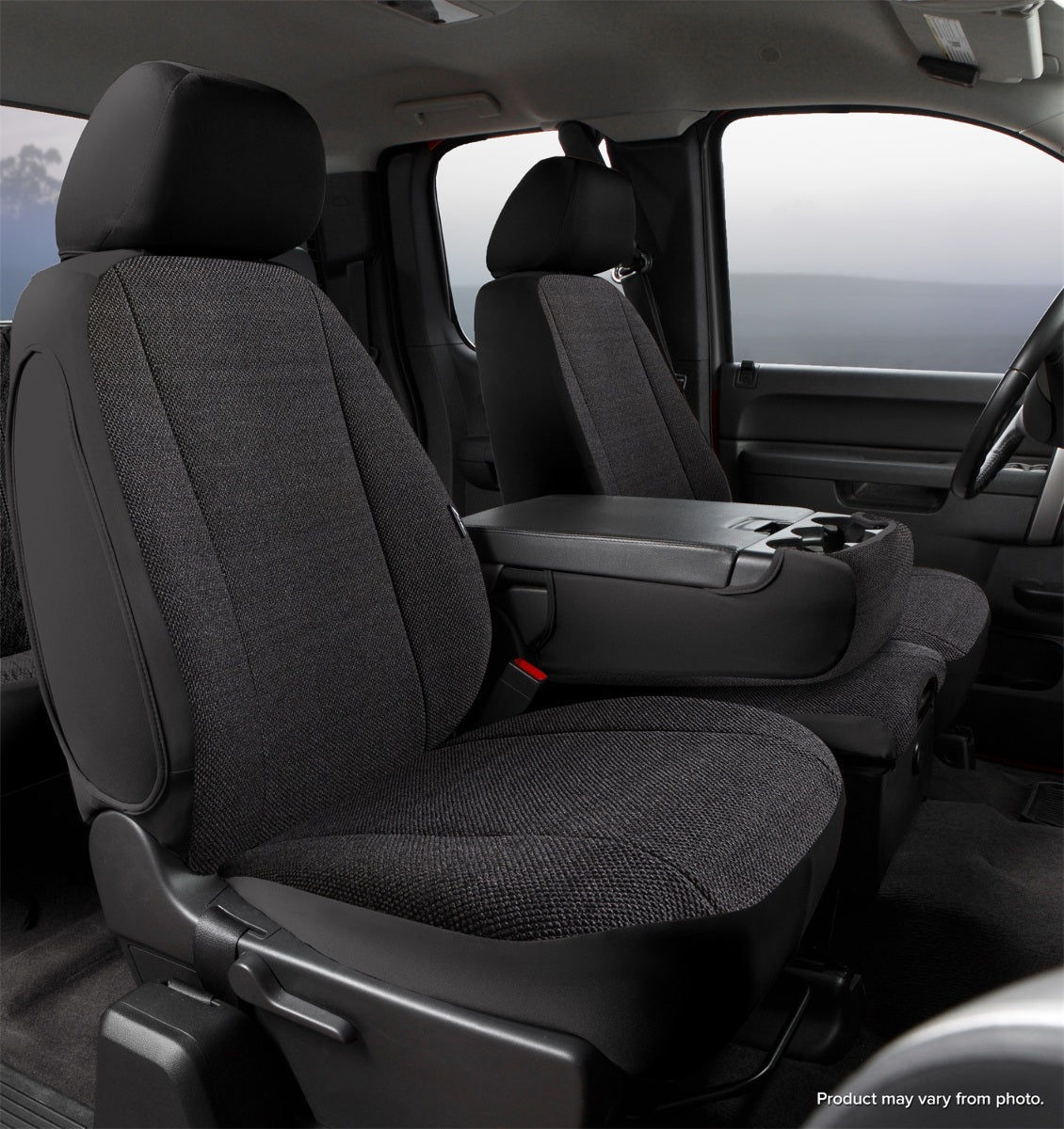 FIA Wrangler Solid Custom Seat Cover, Front 40/20/40 Split Seat, Black TRS47-43BLACK