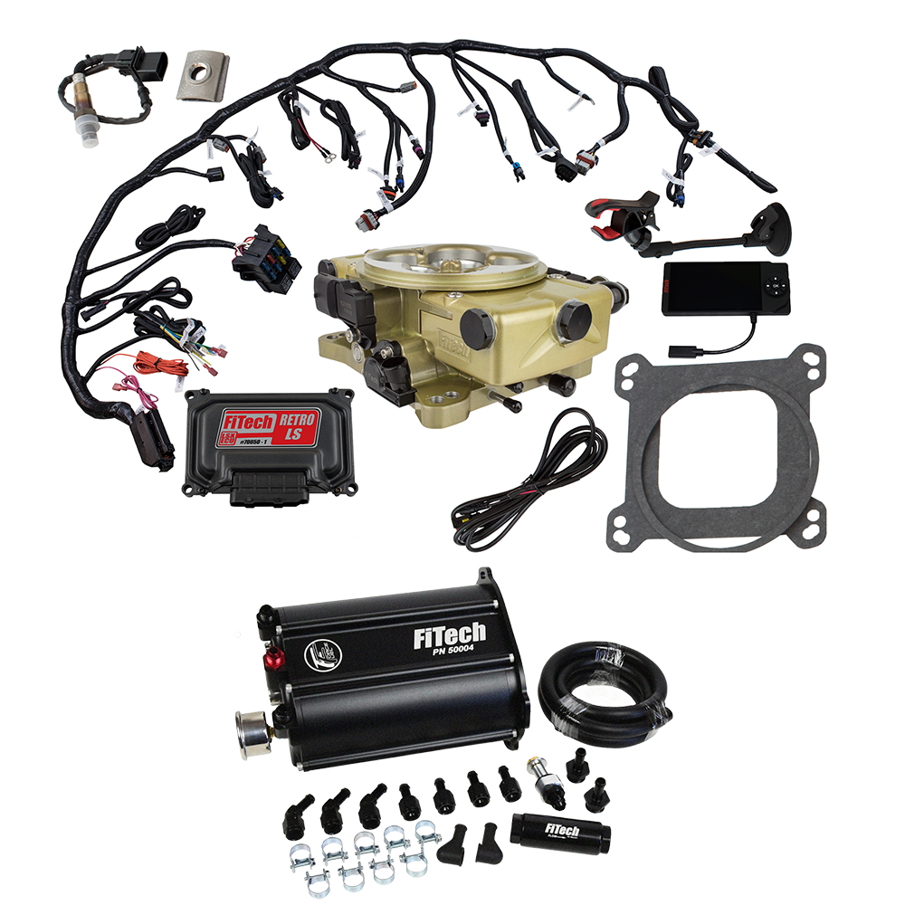 FiTech 35271 Retro LS 650 HP Classic Gold EFI System With Force Fuel Delivery Master Kit