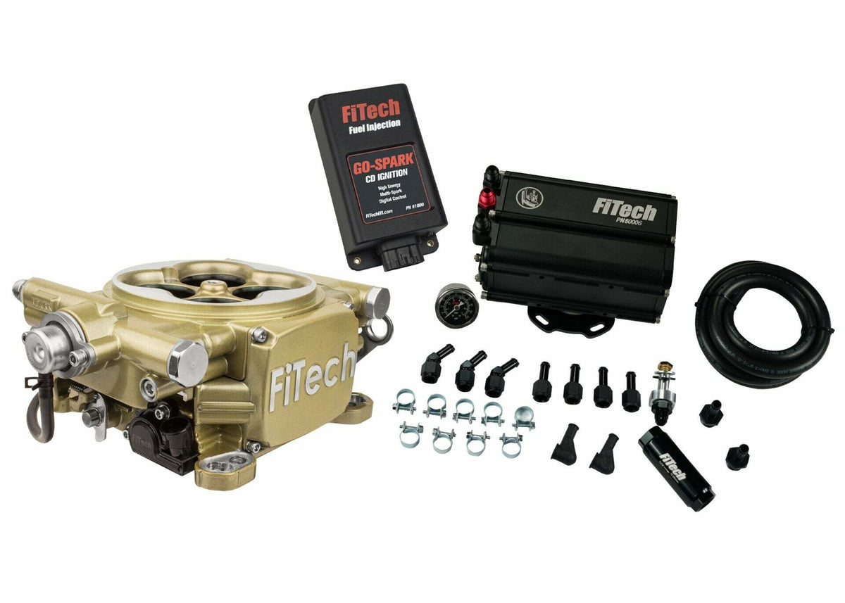 FiTech 35505 Easy Street 600 HP Classic Gold EFI Sys w/ Force Fuel Mini Delivery Master Kit