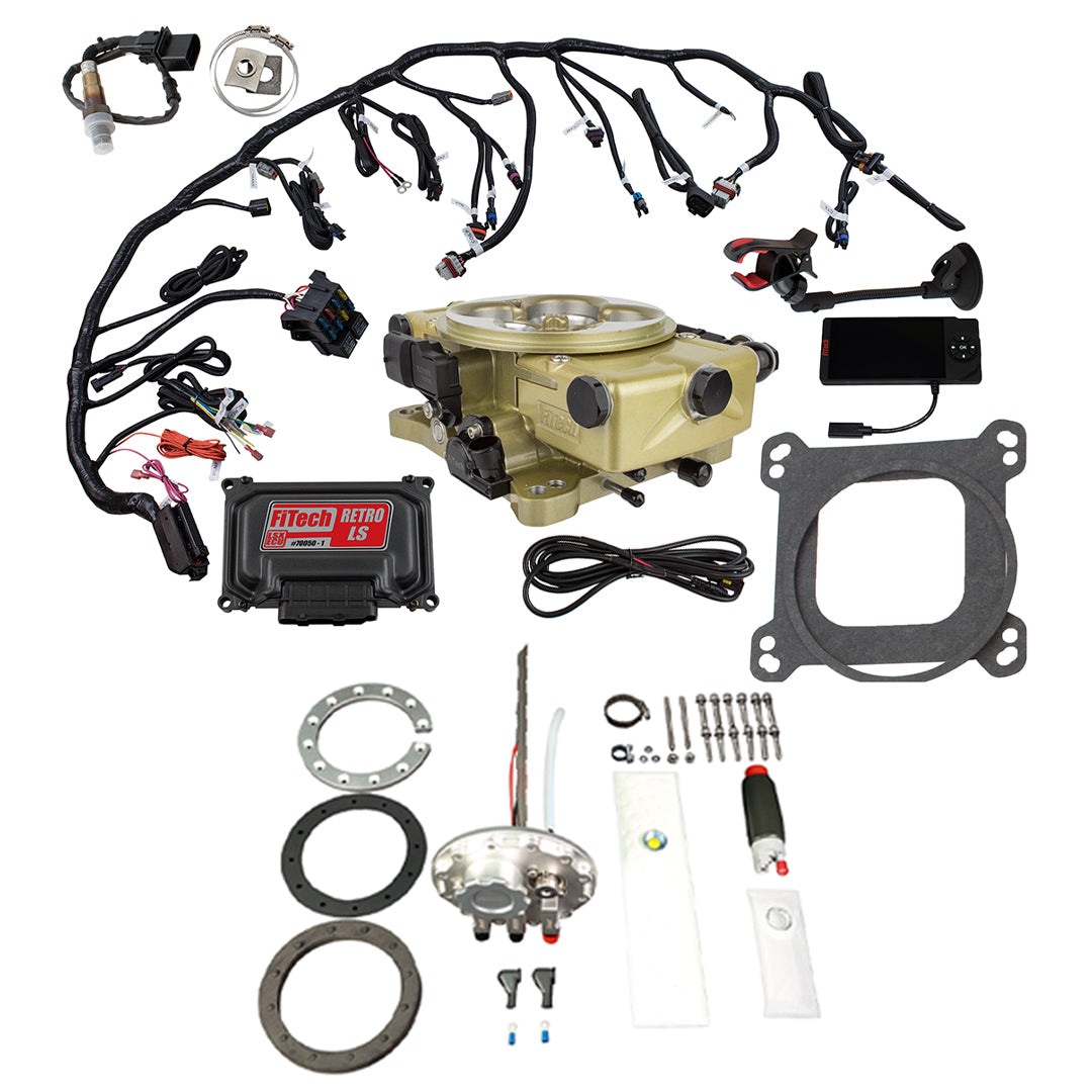 FiTech 36371 Retro LS 650 HP Classic Gold EFI System Master Kit