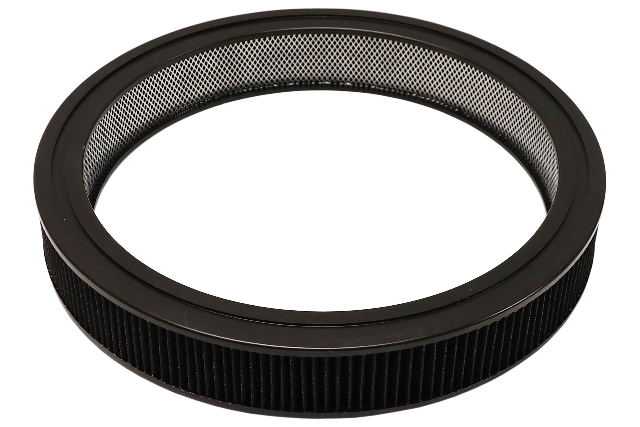 FiTech 42202 Black Top 2 Inch Tall Air Filter Assembly With 1.5 Inch Drop Base and Hardware