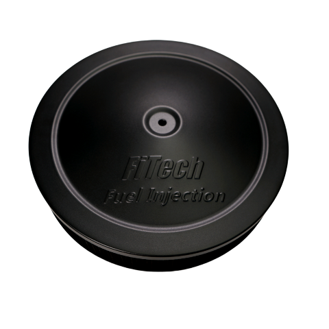 FiTech Black Top 3 Inch Tall Air Filter Assembly With 1.5 Inch Drop Base and Hardware