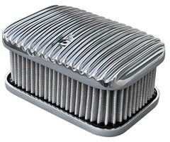 FiTech 42401 3x2 D Shaped Air Filter Assembly Polished Finned Top With Hardware