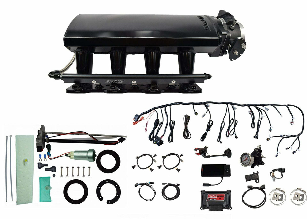 FiTech 76108 Ultimate LS 750 HP EFI System With Long Runner Cathedral Intake, In Tank 440 LPH