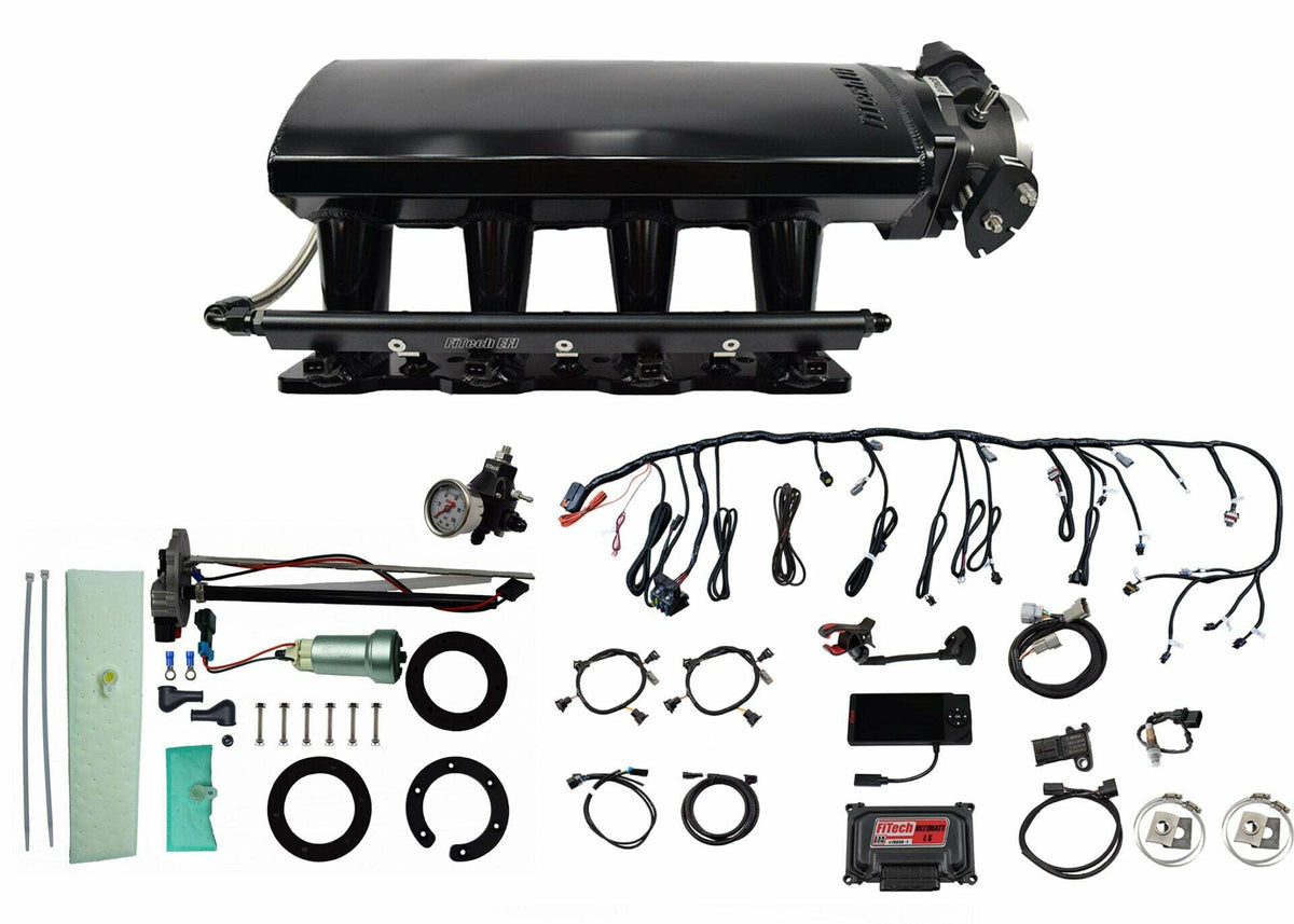 FiTech 76109 Ultimate LS 750 HP EFI Sys w/ Long Runner Cathedral Intake, Transmission Control