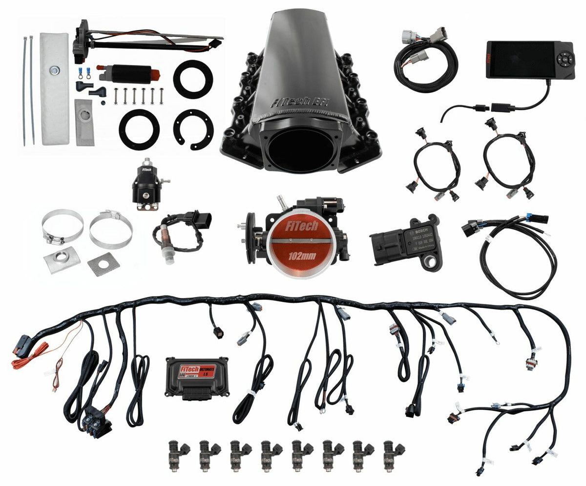 FiTech 76204 Ultimate LS Master Kit 70004 w/ 50015 Go-Fuel In-Tank Module, 54001 regulator