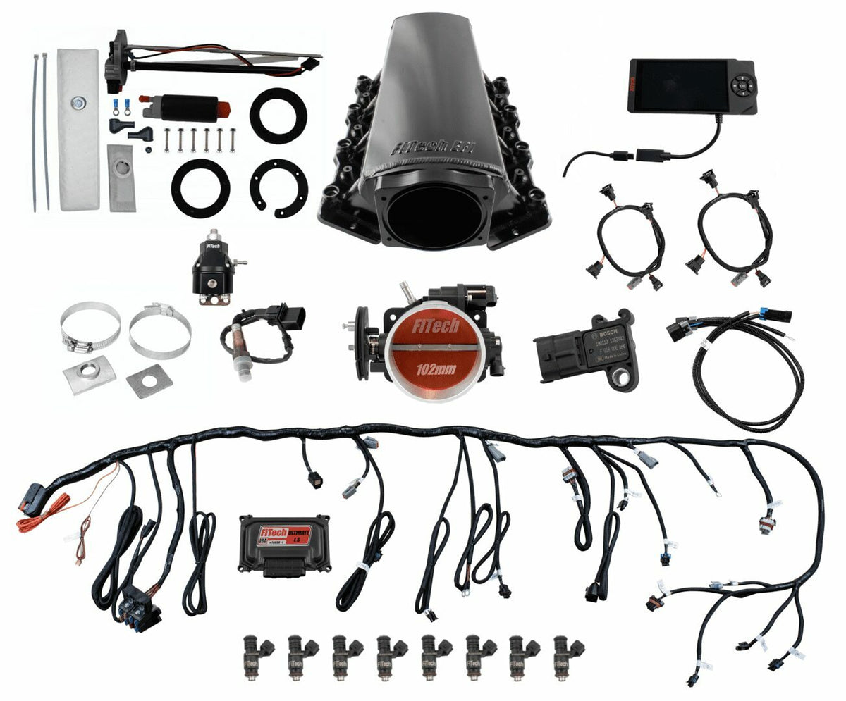 FiTech 76206 Ultimate LS Tall Master Kit 70006, 50015 Go-Fuel In-Tank Module, 54001 regulator