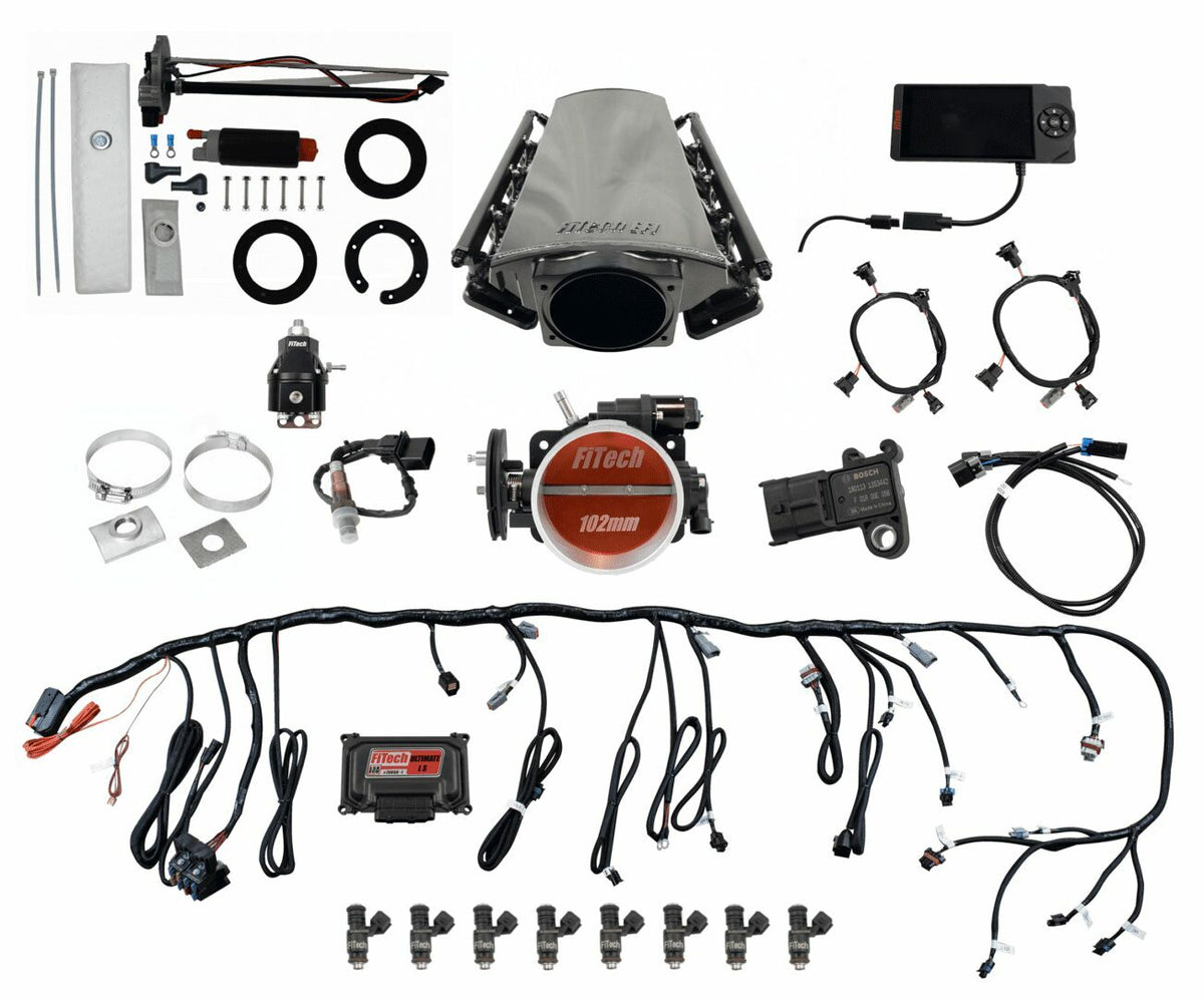 FiTech 76213 Ultimate LS Master Kit 70013 w/ 50015 Go-Fuel In-Tank Module, 54001 regulator