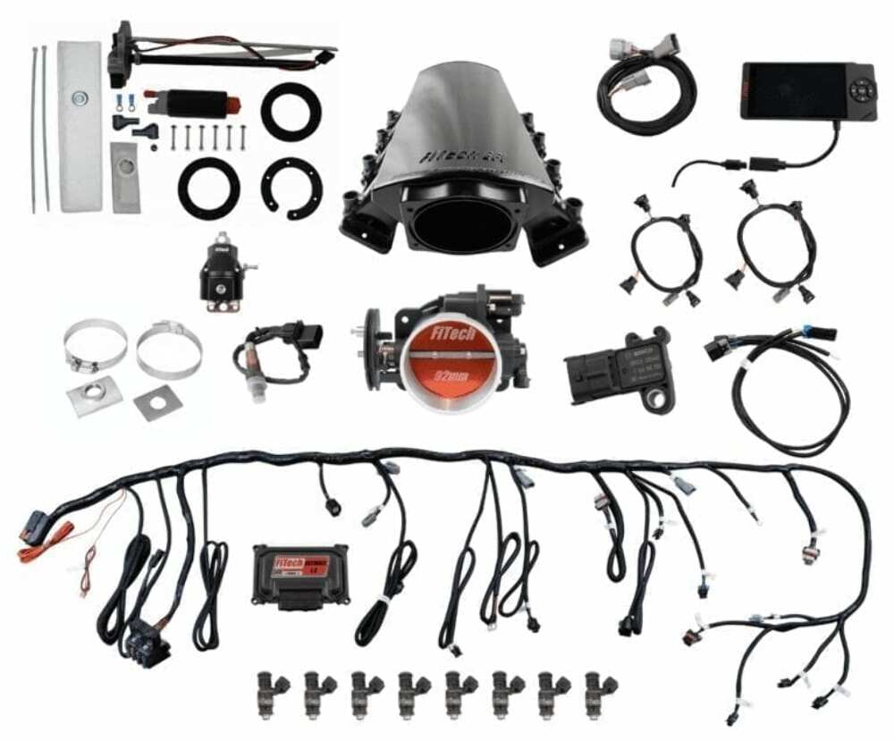 FiTech 76216 Ultimate LS Master Kit 70016 w/ 50015 Go-Fuel In-Tank Module, 54001 regulator