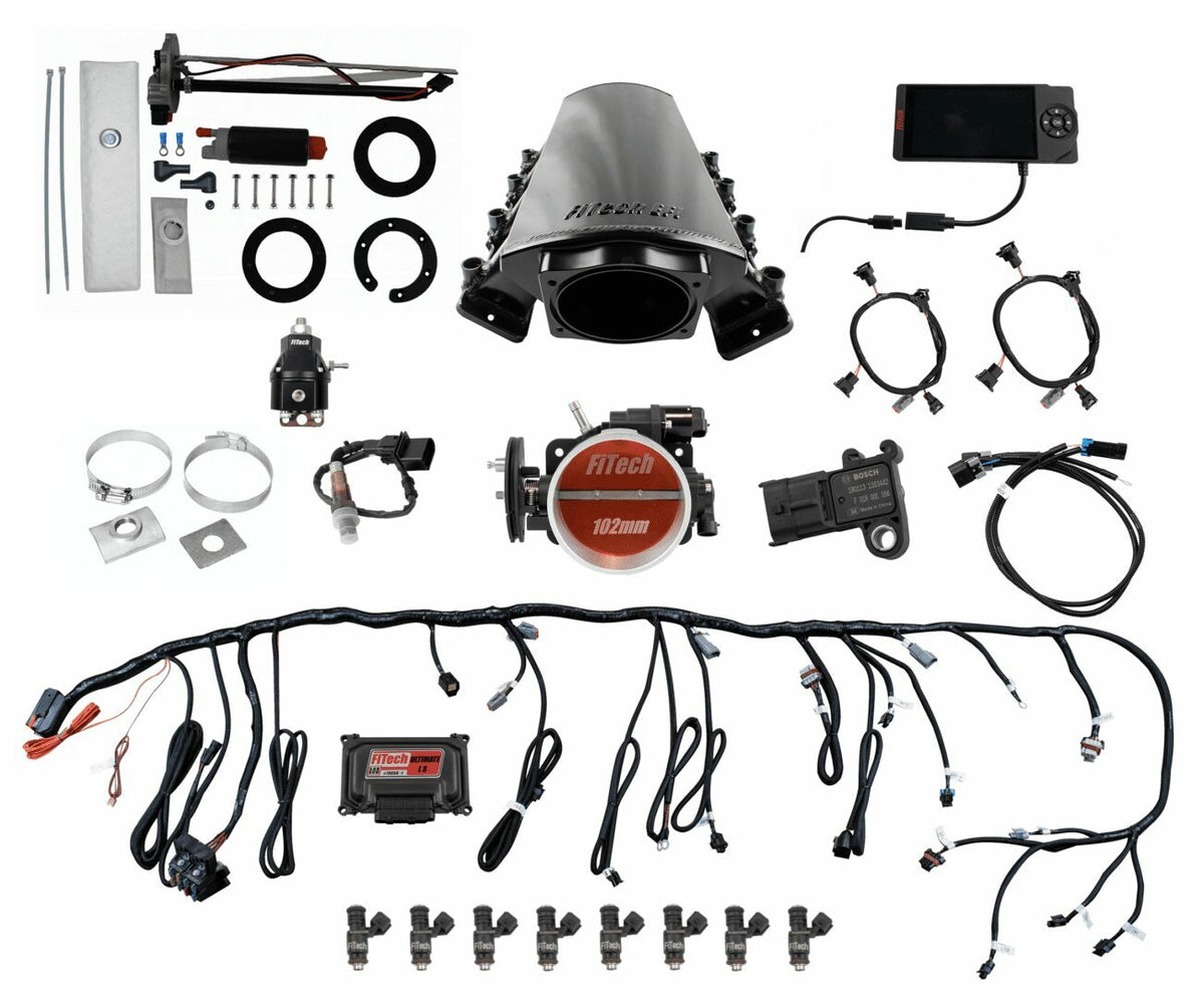 FiTech 76217 Ultimate LS Master Kit 70017 w/ 50015 Go-Fuel In-Tank Module, 54001 regulator
