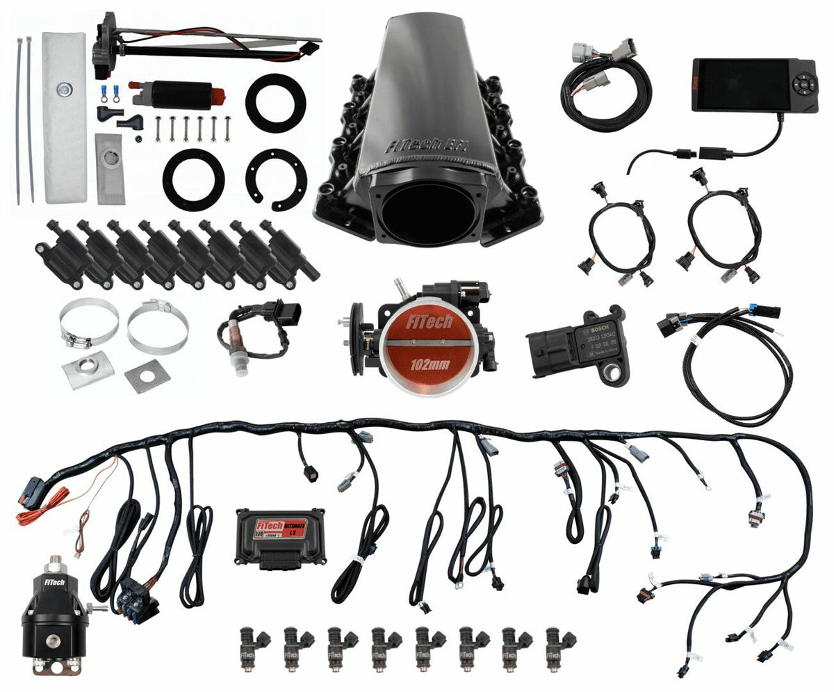 FiTech 78609 Ultimate LS Tall Master Kit 70009, 50015 Go-Fuel In-Tank Module, 54001 regulator
