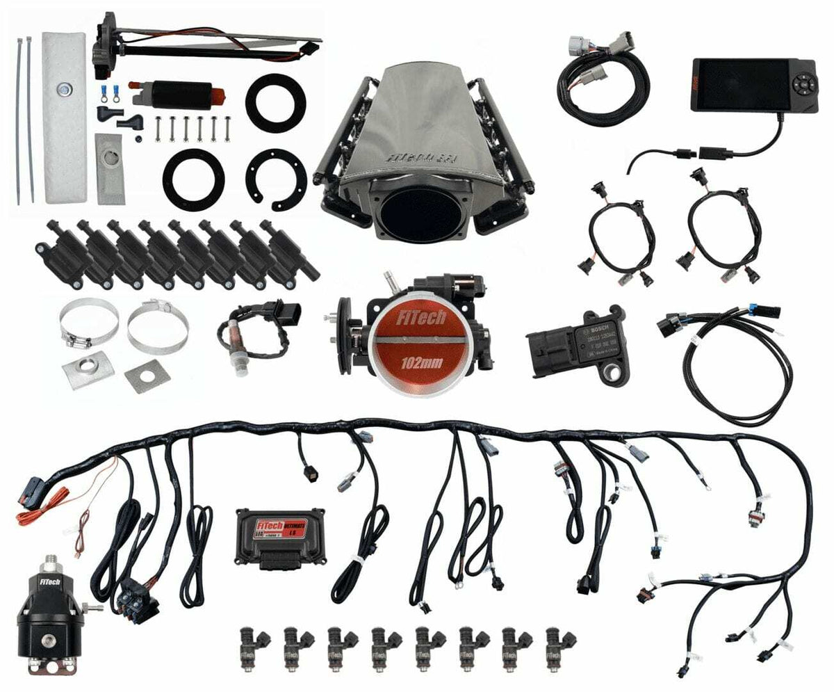 FiTech 78614 Ultimate LS Master Kit 70014 w/ 50015 Go-Fuel In-Tank Module, 54001 regulator