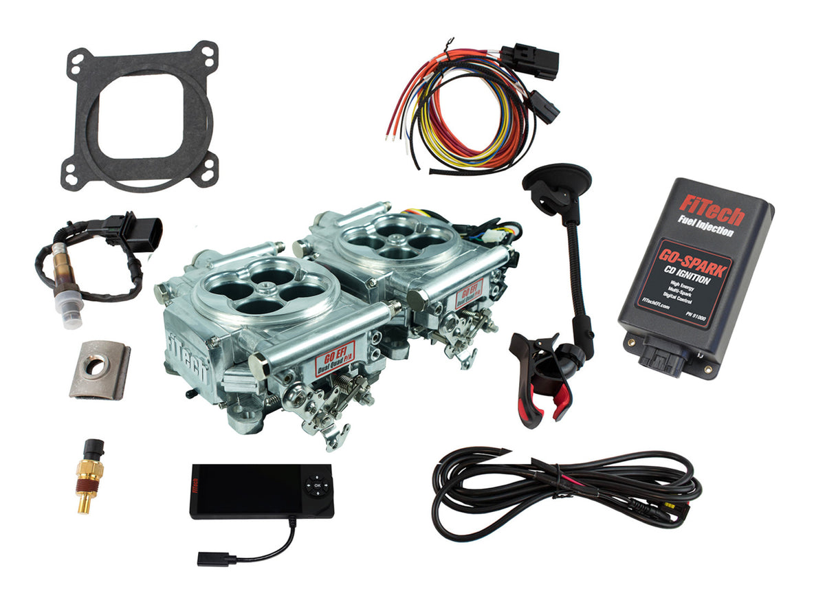 FiTech 93065 Go EFI 2x4 1200 HP Bright Aluminum EFI System With Go Spark CDI Box