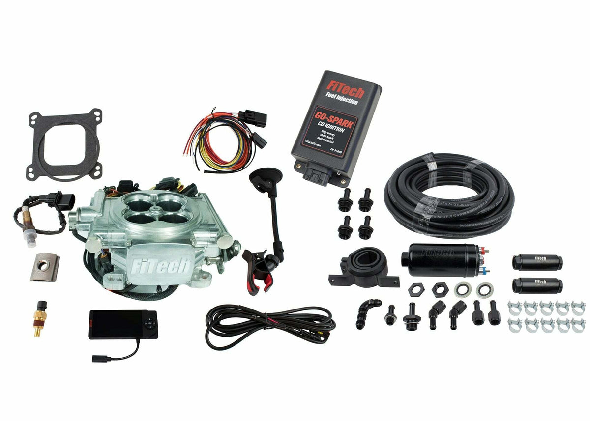 FiTech 93106 Go EFI 4 600 HP Power Adder Bright Alum EFI System w/ Inline Fuel Delivery