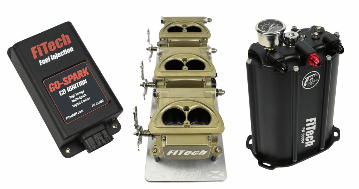FiTech 93510 Go EFI 3x2 Tri Power EFI Classic Gold External ECU, w/ Force Fuel, Fuel Delivery