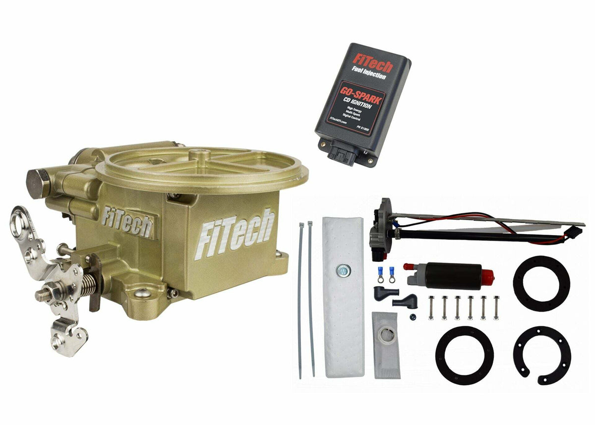 FiTech 93600 Go EFI 2 Barrel EFI 400HP Classic Gold, w/ In Tank Retrofit Kit-P/N 50015, w/CDI