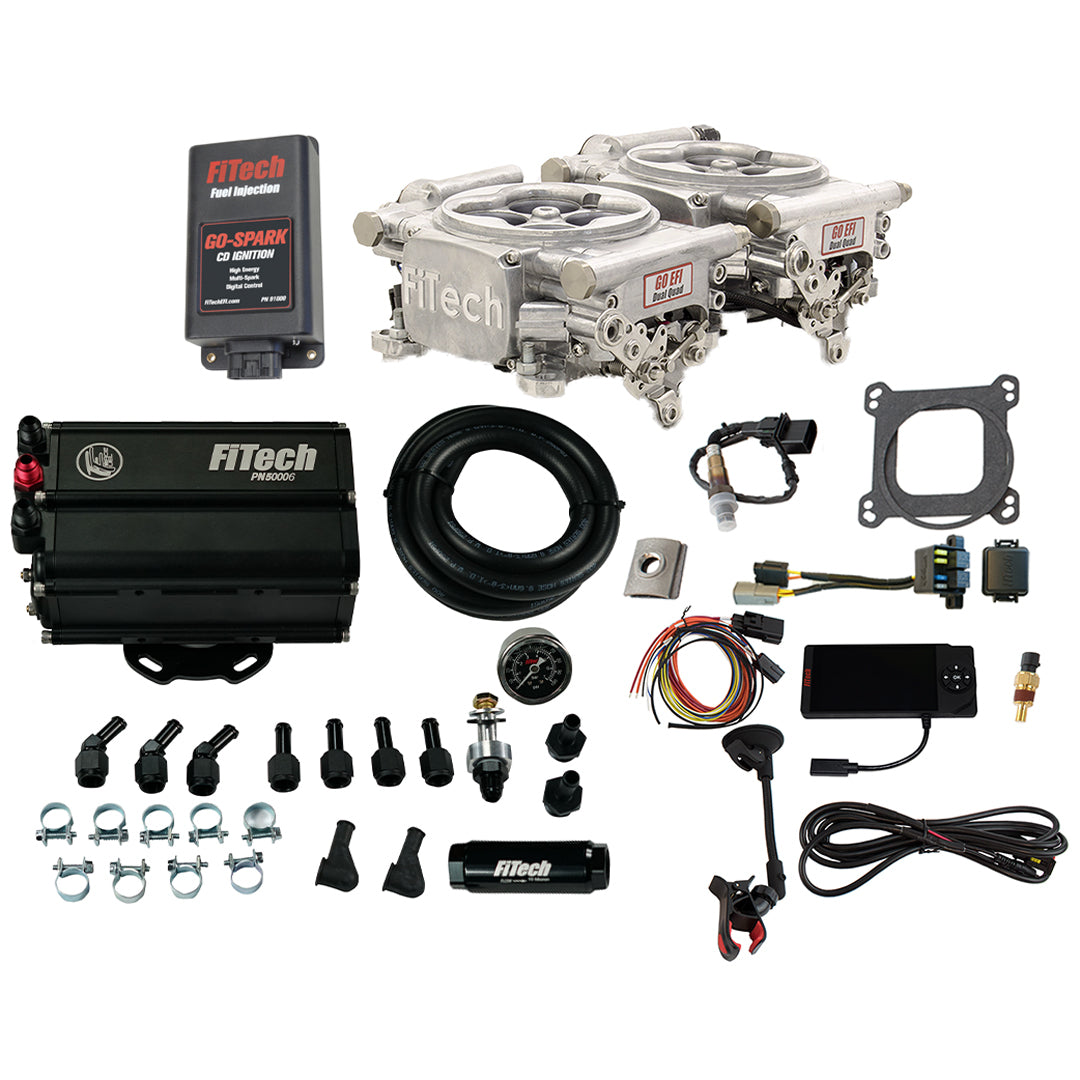 FiTech 93721 Go EFI 2x4 625 HP Bright Aluminum EFI System Master Kit