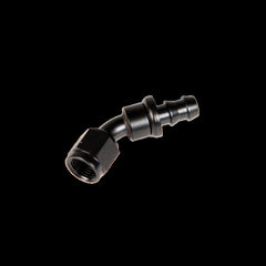 Fleece Performance -8 45deg to Hose Barb Black FPE-PL-45-08