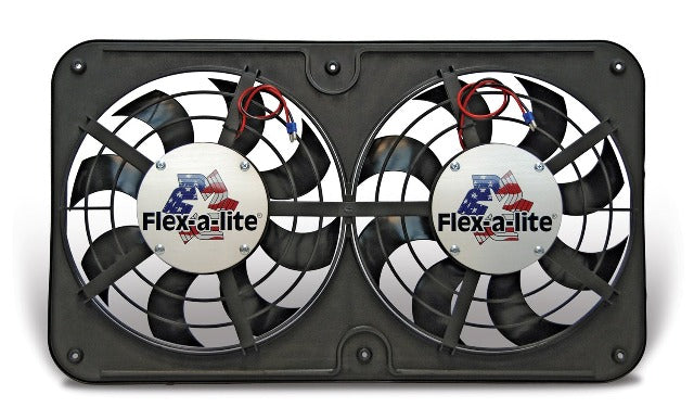 Flex-A-Lite 104308 Fan Electric 12 1/2 dual shrouded puller Lo-Profie S-blade w/control