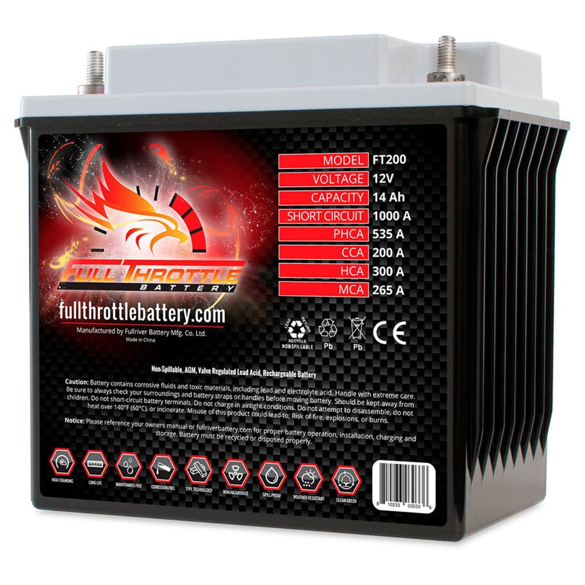 Fullriver Battery FT200 Full Throttle 12V Power Sports Battery
