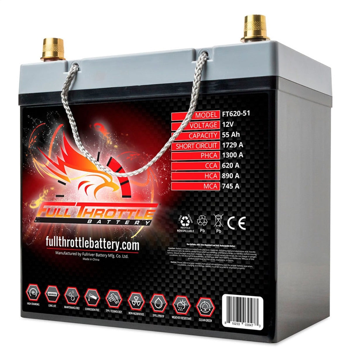 Fullriver Battery FT620-51 Full Throttle 12V Automotive Battery