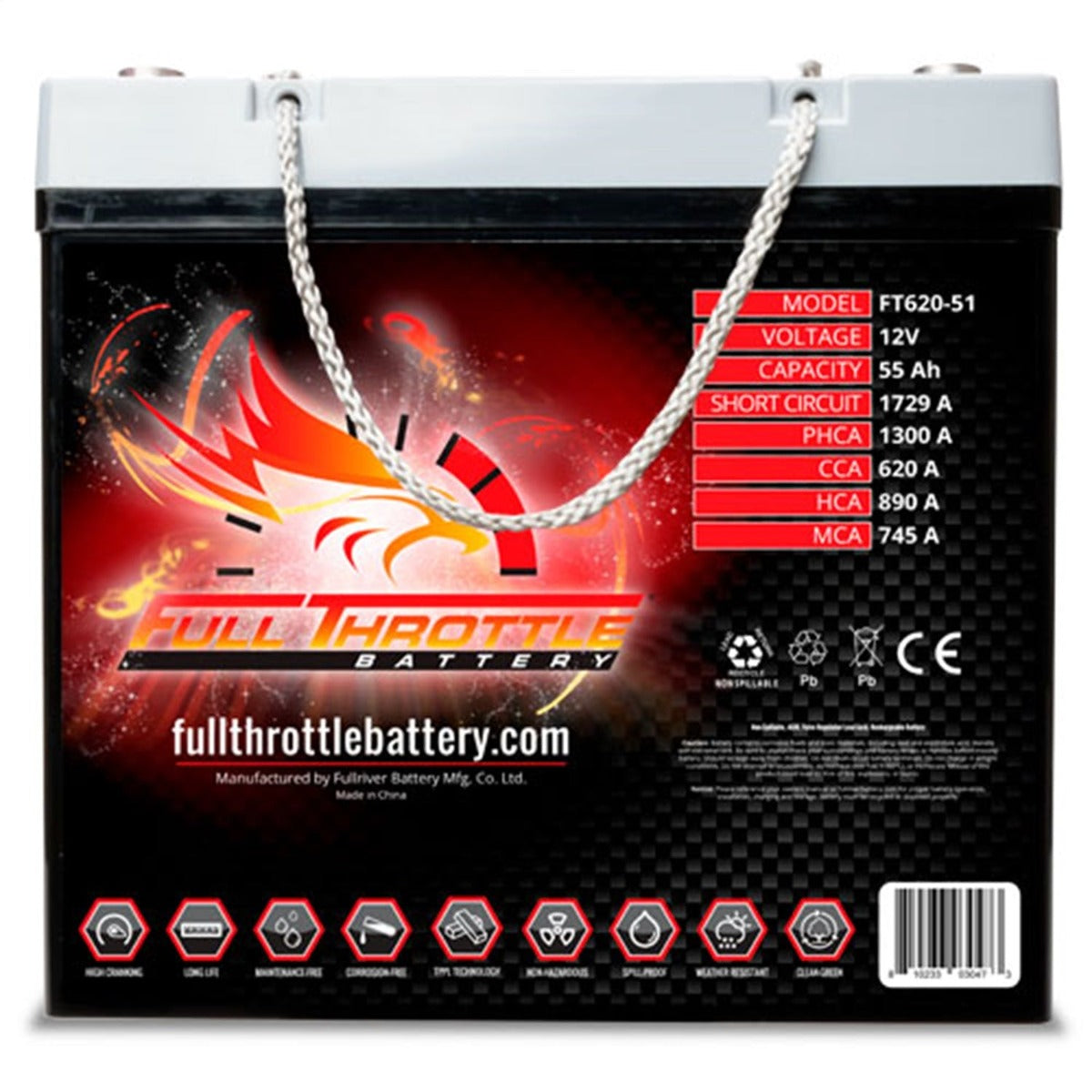 Fullriver Battery FT620-51 Full Throttle 12V Automotive Battery