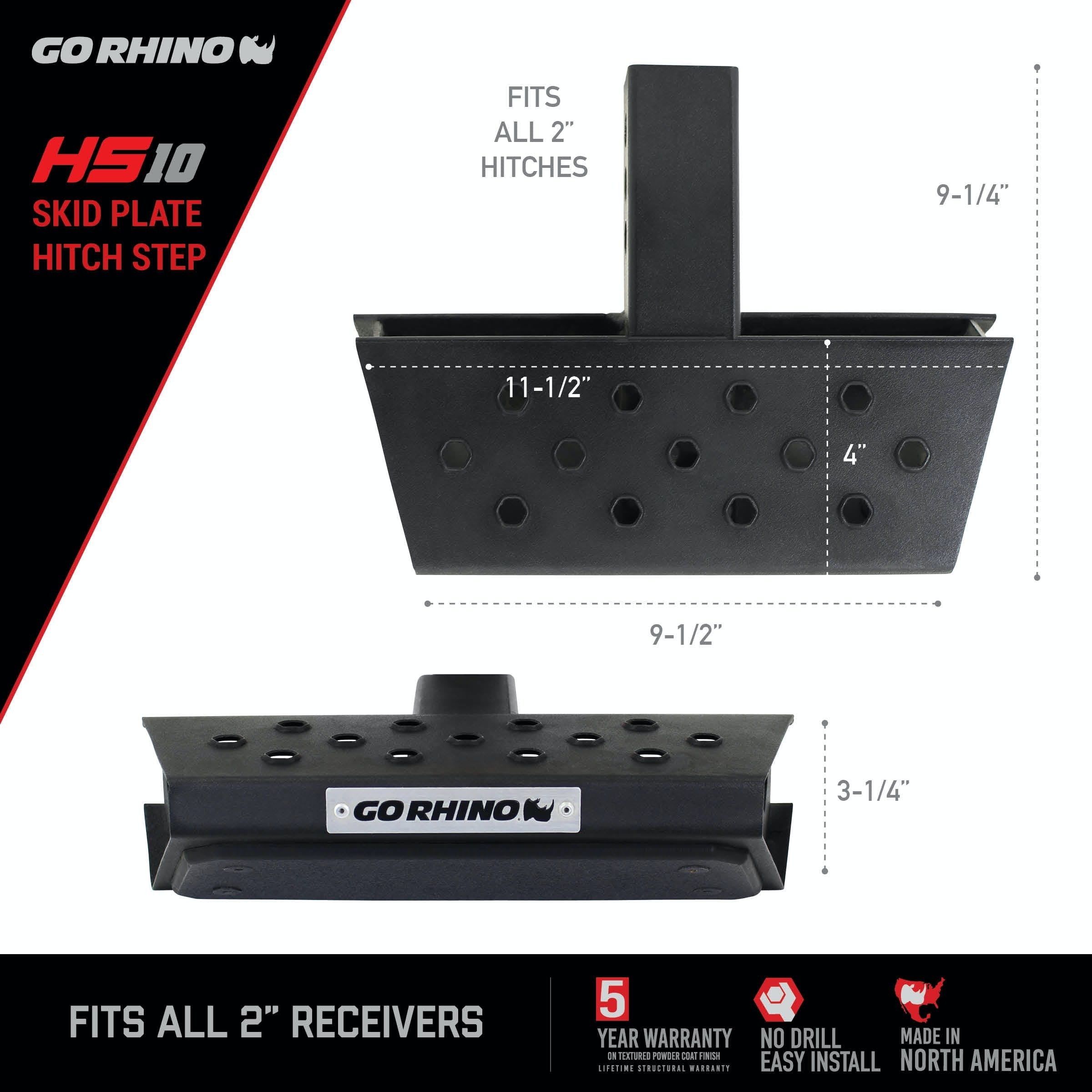 Go Rhino HS1012T HS-10 Hitch Skid Step