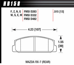 HAWK BRAKE Street Brake Pads Rear Mazda RX-7 HP Plus HB158N515