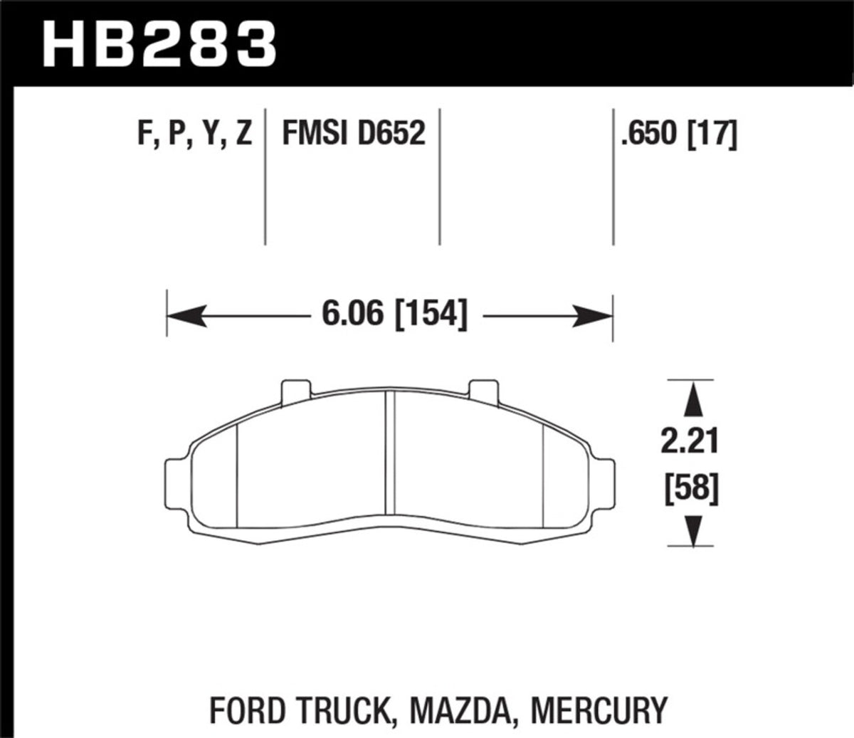 Hawk LTS Light Truck & SUV Brake Pads (Front) HB283Y.650