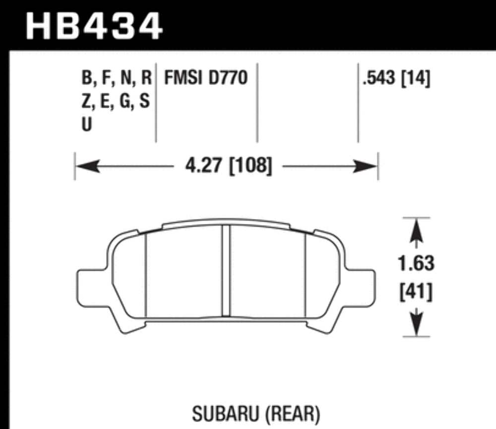 Hawk HPS Performance Street Compound (Rear) Brake Pad HB434F.543