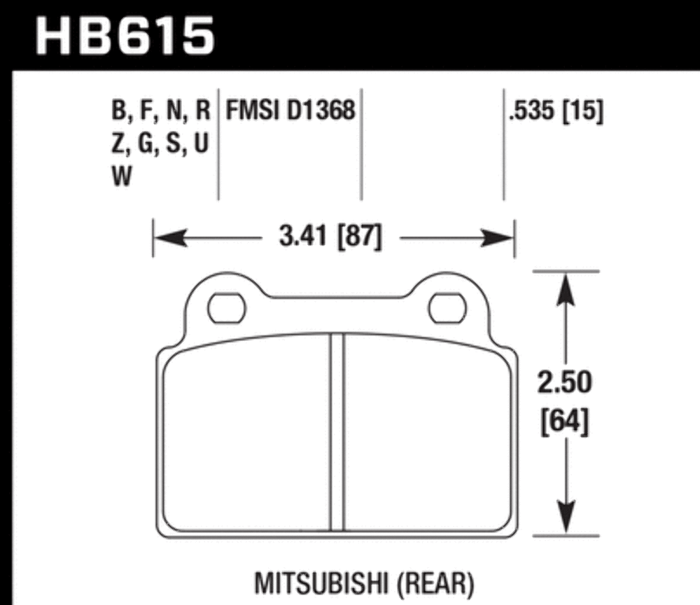 Hawk Performance HP Plus (Rear) Brake Pads HB615N.535