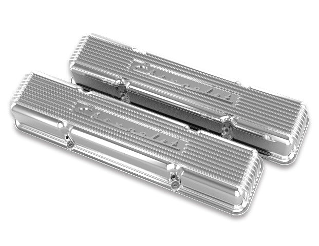 Holley 241-107 SBC VALVE CVRS,FINNED,CHEVY SCRIPT POL