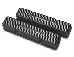 Holley 241-108 SBC VALVE CVRS,FINNED,CHEVY SCRIPT BLK