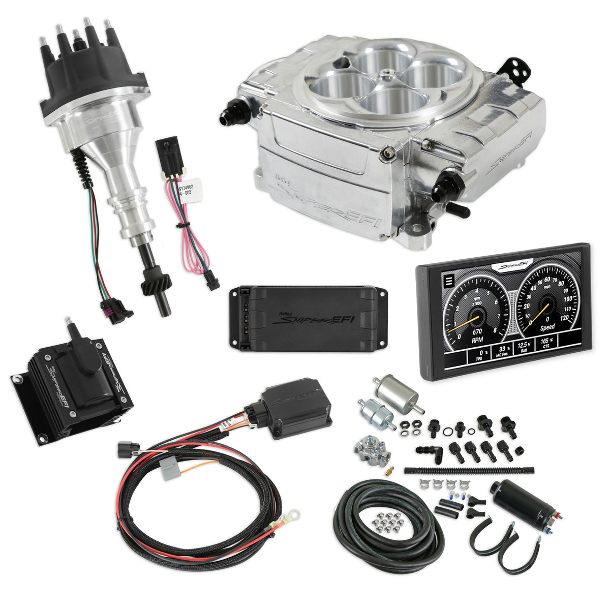 Holley Sniper EFI SNIPER 2 5" PDM MSTR KIT, POL, SBF IGN PN. 550-510-5PK-SBF