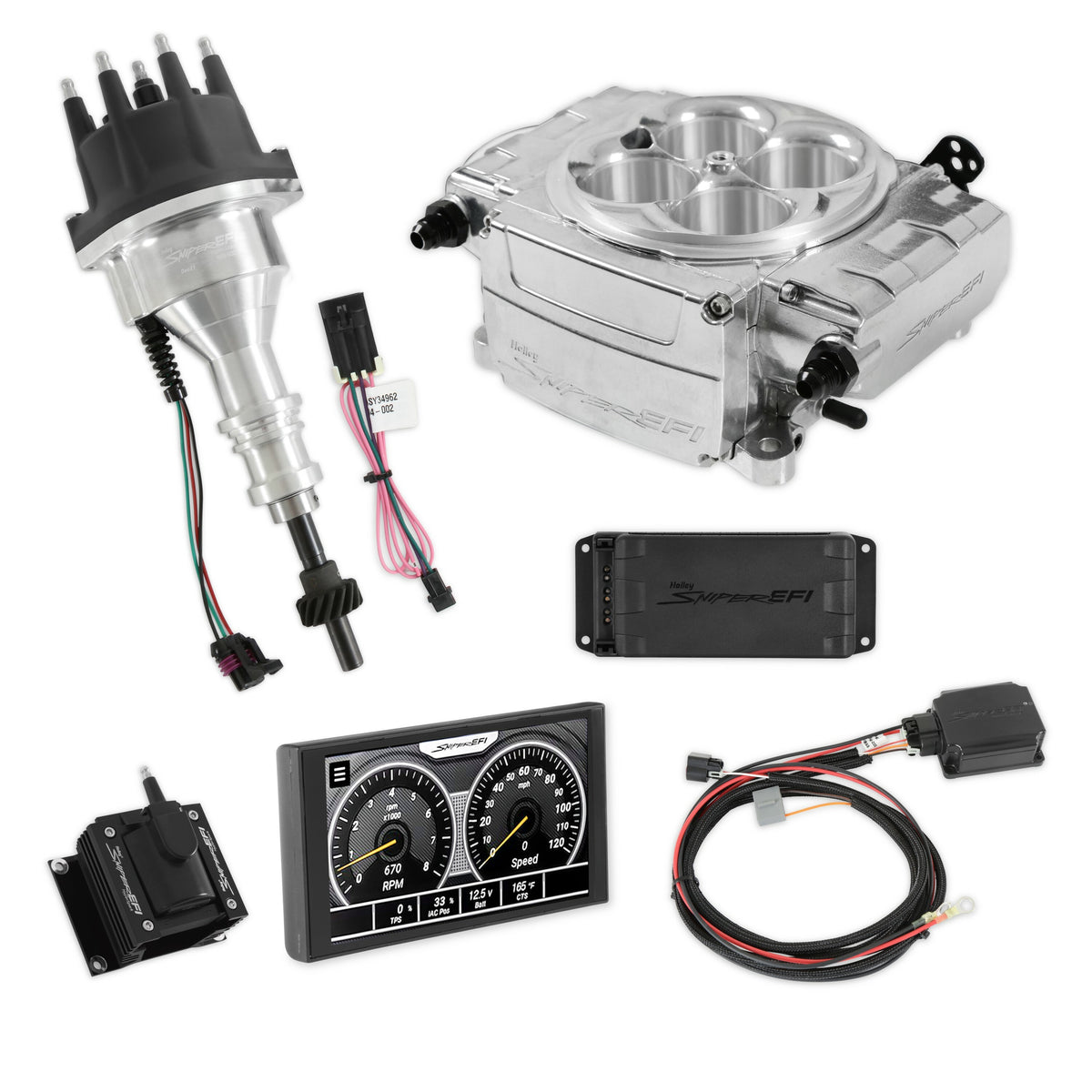 Holley Sniper EFI SNIPER 2 5" PDM KIT, POLISHED, SBF IGN PN. 550-510-5PX-SBF