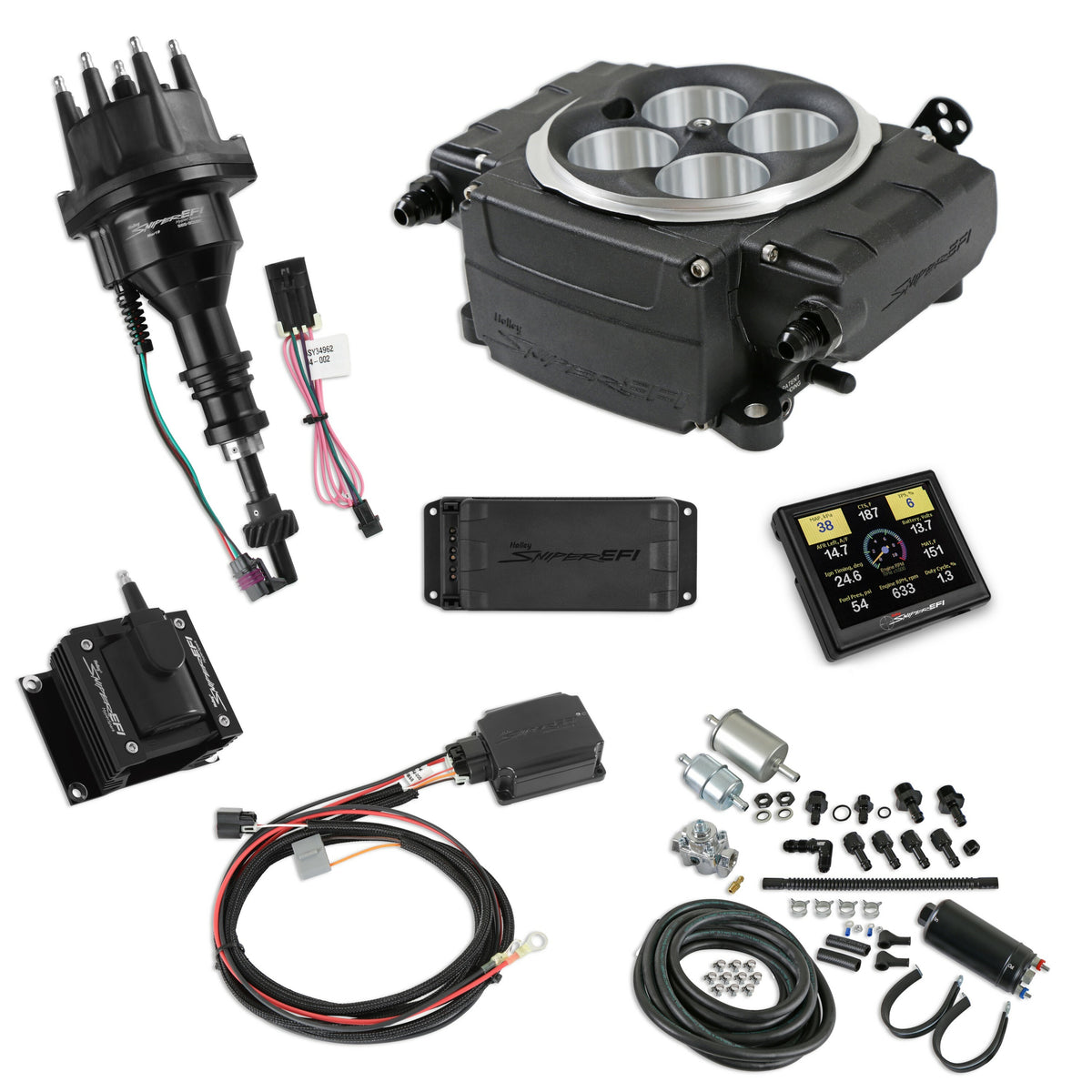 Holley Sniper EFI SNIPER 2 3.5" PDM MSTR KIT, BLK, SBF IGN PN. 550-511-3PK-SBF