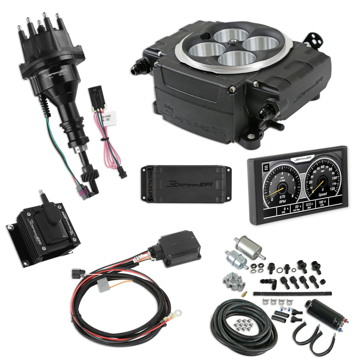 Holley Sniper EFI SNIPER 2 5" PDM MSTR KIT, BLK, SBF IGN PN. 550-511-5PK-SBF