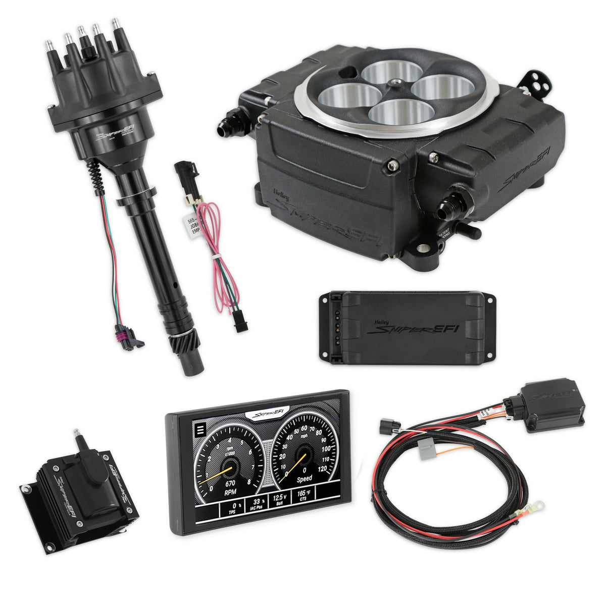 Holley Sniper EFI SNIPER 2 5" PDM KIT, BLACK, SBC IGN PN. 550-511-5PX-SBC