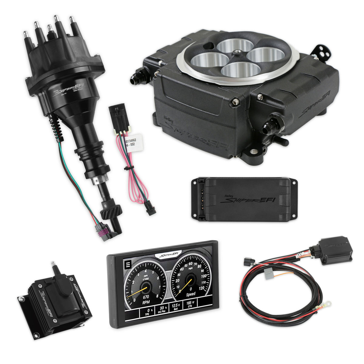 Holley Sniper EFI SNIPER 2 5" PDM KIT, BLACK, SBF IGN PN. 550-511-5PX-SBF