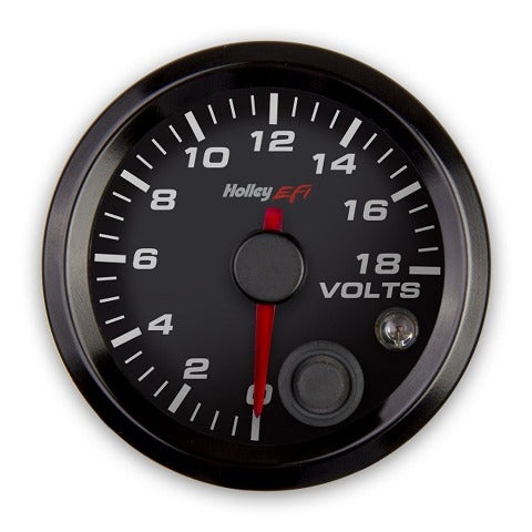 Holley EFI 553-126 2-1/16 VOLTAGE GAUGE, 0-18V, CAN, BLACK