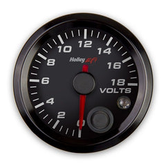 Holley EFI 553-126 2-1/16 VOLTAGE GAUGE, 0-18V, CAN, BLACK