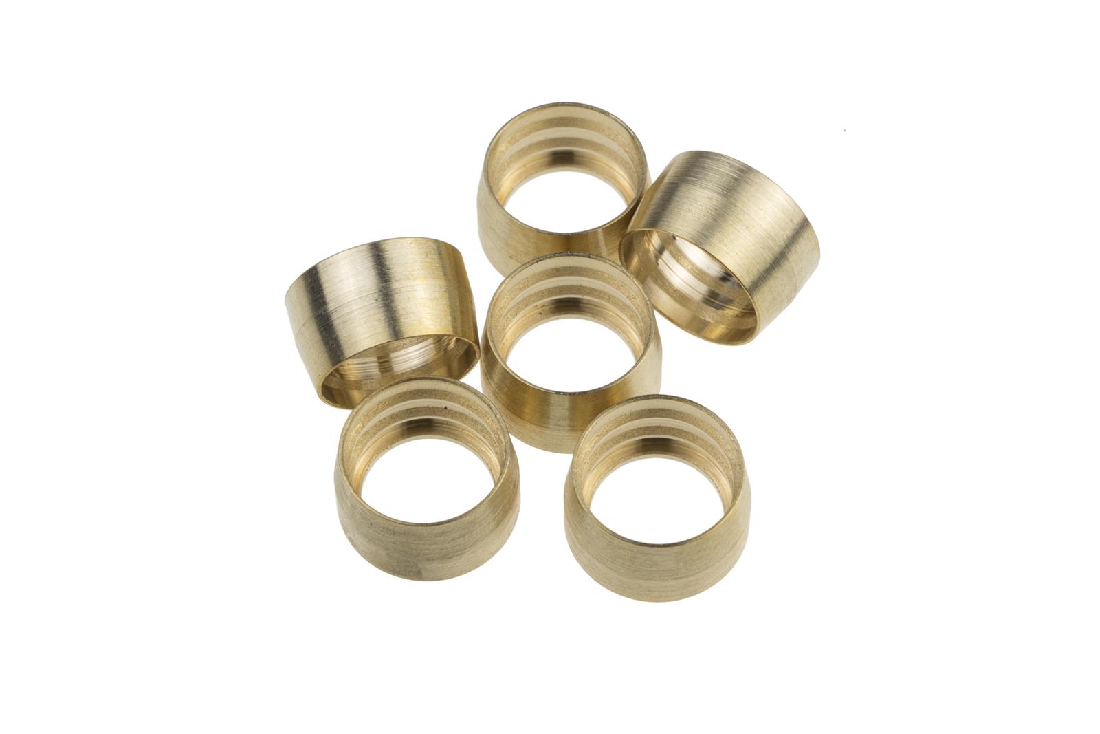 Redhorse Performance 1200-04-0 Brass Replacement Ferrules for -04  1200 Series PTFE Hose Ends - 6pcs/pkg