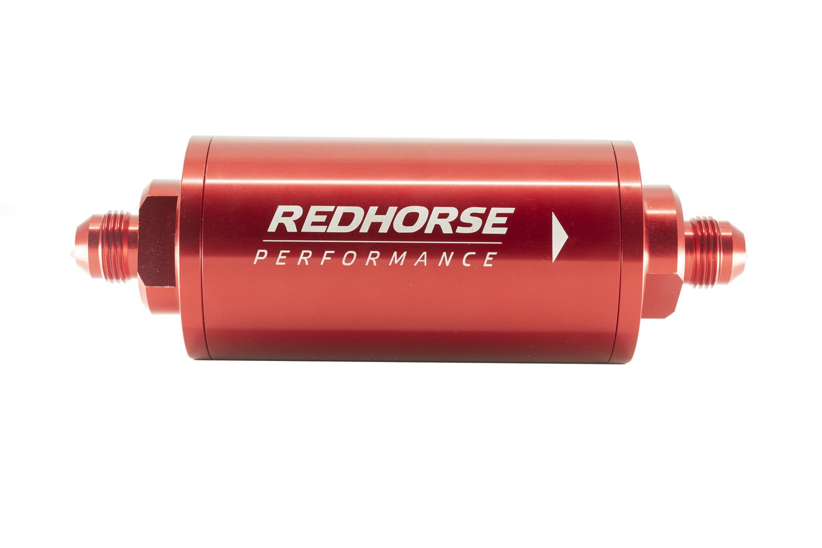 Redhorse Performance 4651-06-3 6in Cylindrical In-Line Race Fuel Filter - 06 AN - Red