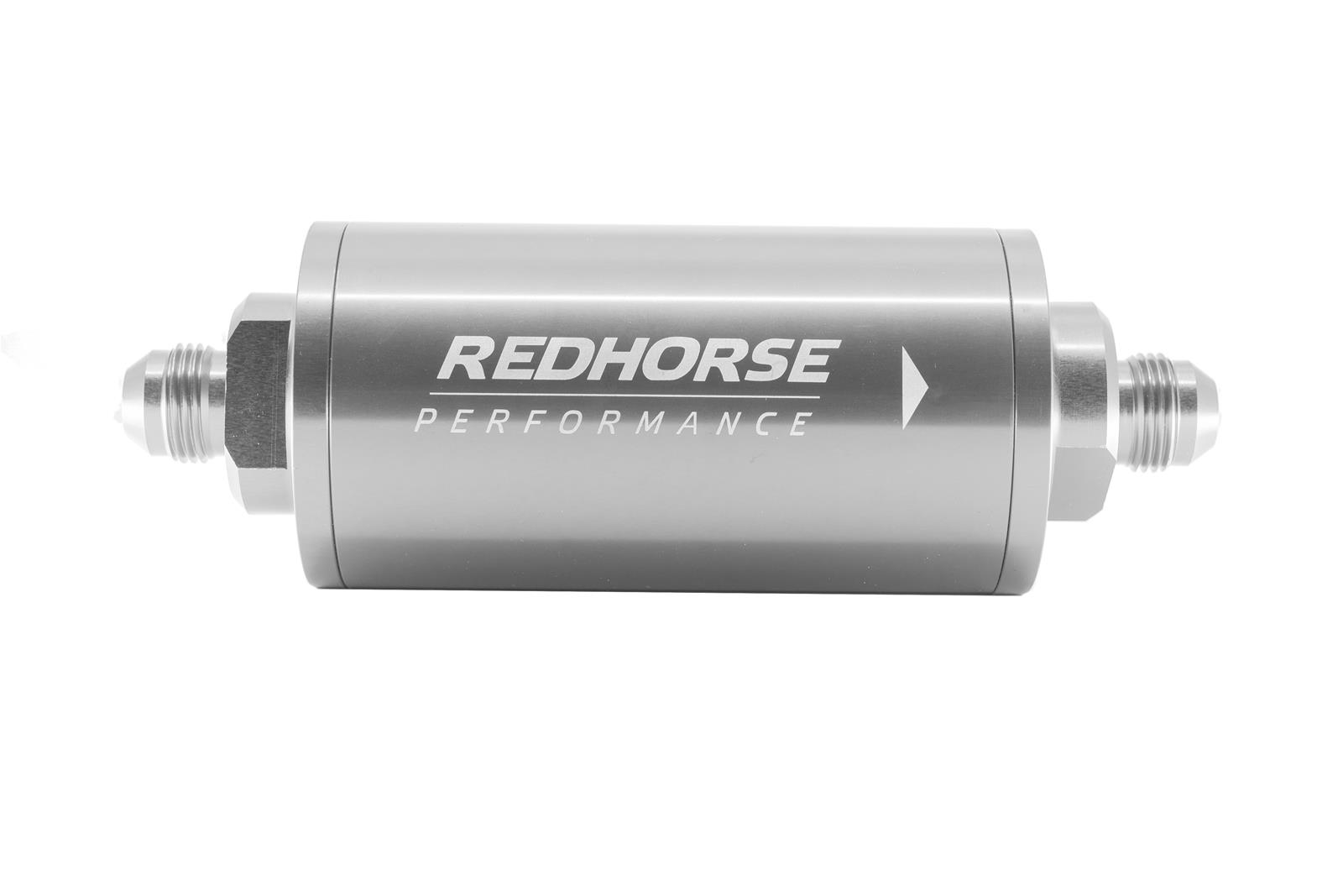 Redhorse Performance 4651-10-5-12 6in Cylindrical In-Line Race Fuel Filter w/ 12 Micron Fiberglass element - 10 AN