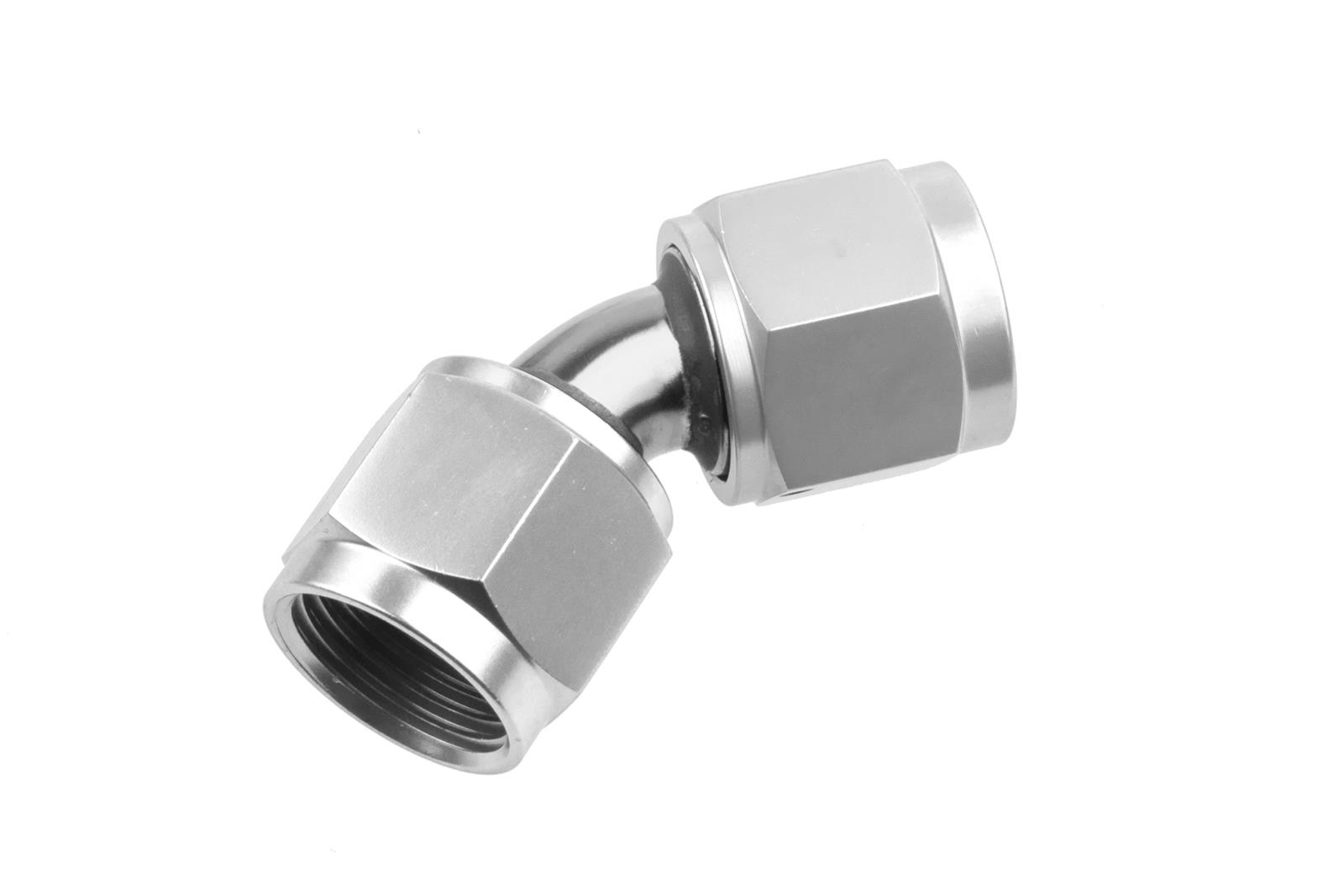 Redhorse Performance 8145-16-5 -16 AN Female to -16 AN Female swivel coupler, 45 degree - clear
