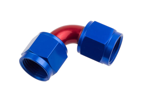 Redhorse Performance 8190-16-1 -16 AN Female to -16 AN Female swivel coupler, 90 degree - red/blue