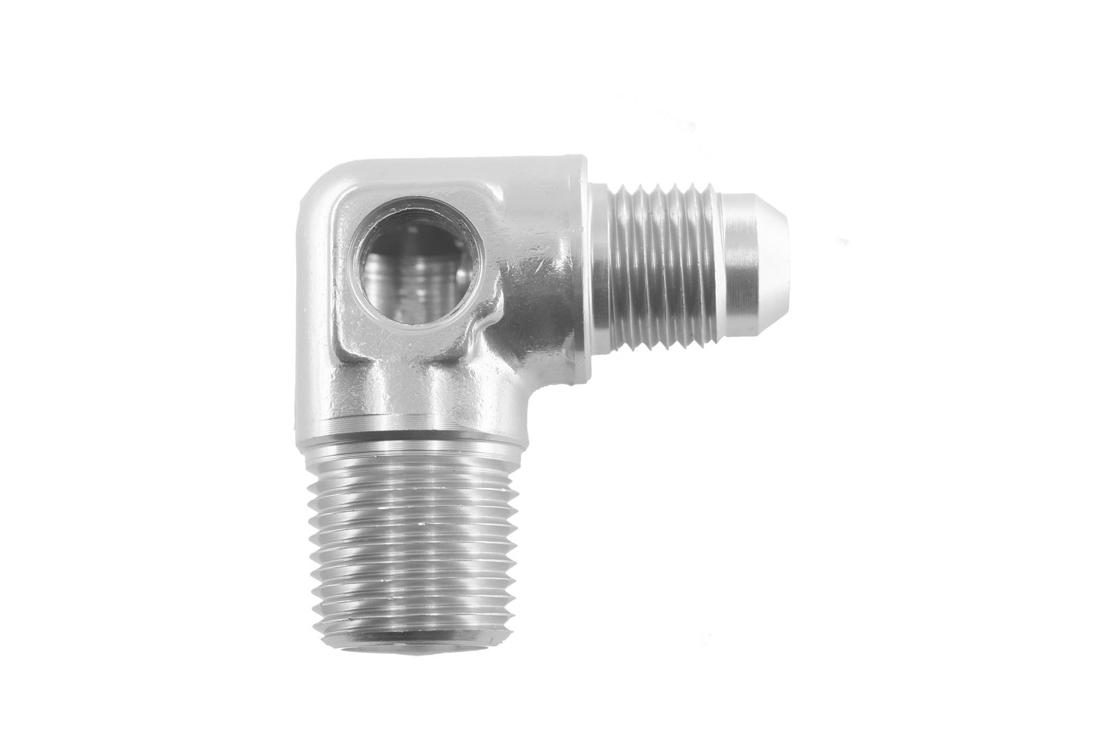 Redhorse Performance 8228-08-06-5 -08 AN Male to 3/8in NPT Male adapter with 1/8in NPT port, 90deg - clear