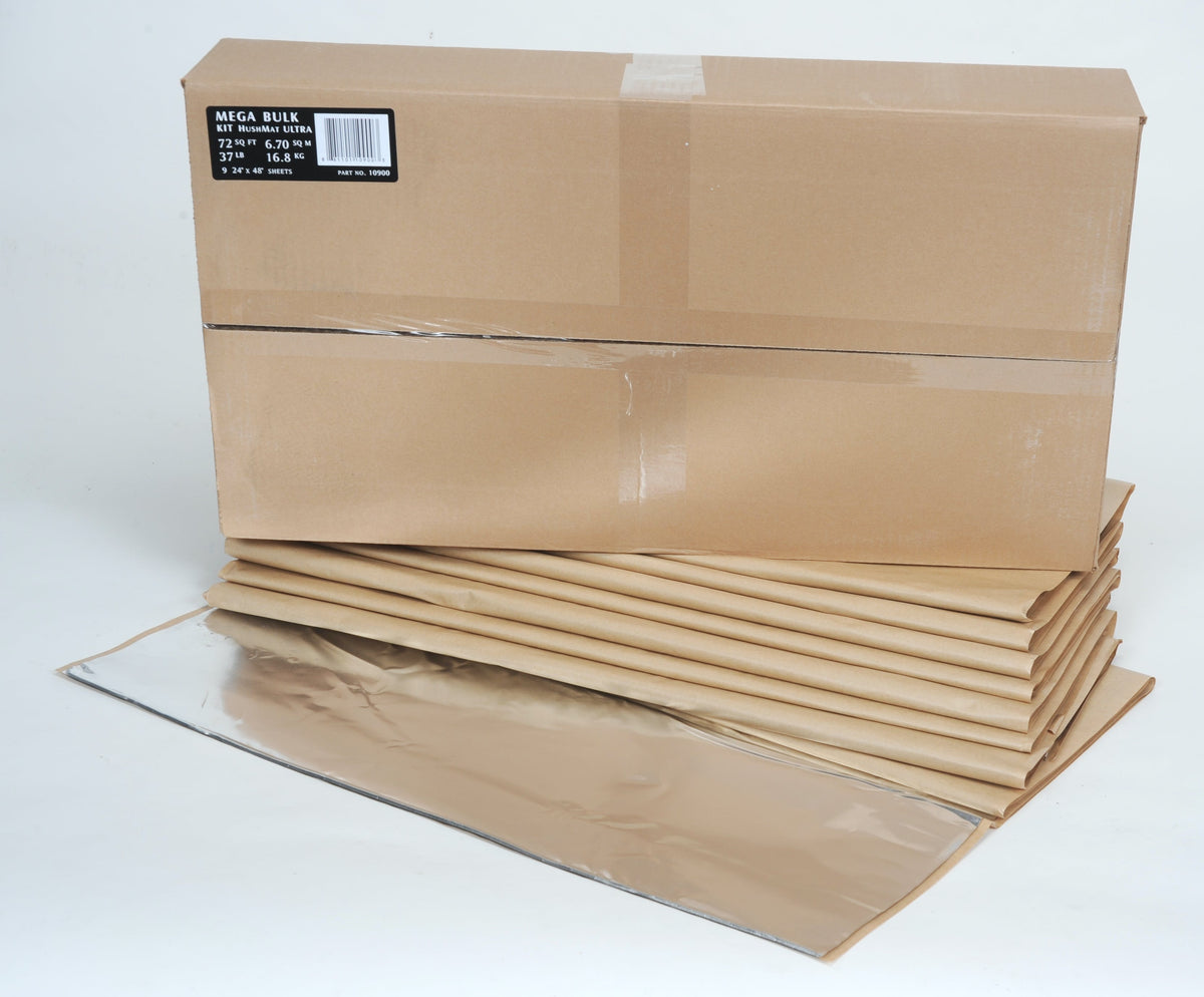 Hushmat 10900 MEGA Bulk Kit includes 9 silver sheets of 24x48 in Ultra. Total 72 sqft.