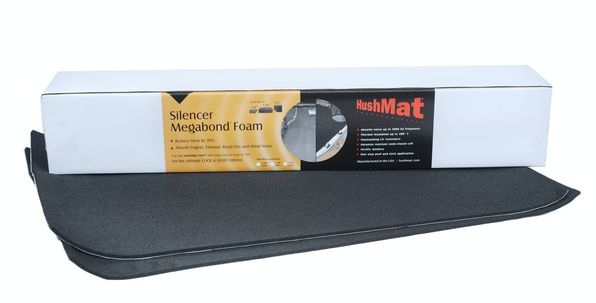 Hushmat 20200 Silencer Megabond Foam has 2 sheets of 23x36 in 1/4 in thick. Total 11.5 sqft.