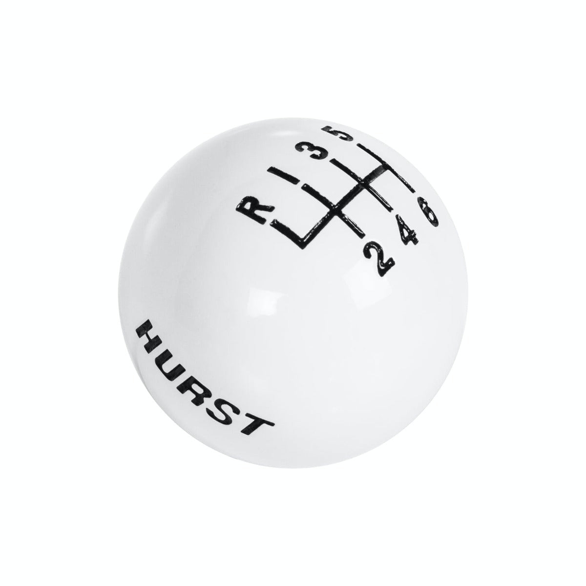 Hurst 1630185 SHFTR KNOB-WHITE 6 SPD (3/8-16) LOGO